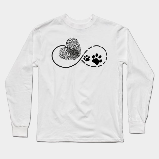 Eternity with finger print heart and dog paw print Long Sleeve T-Shirt by GULSENGUNEL
